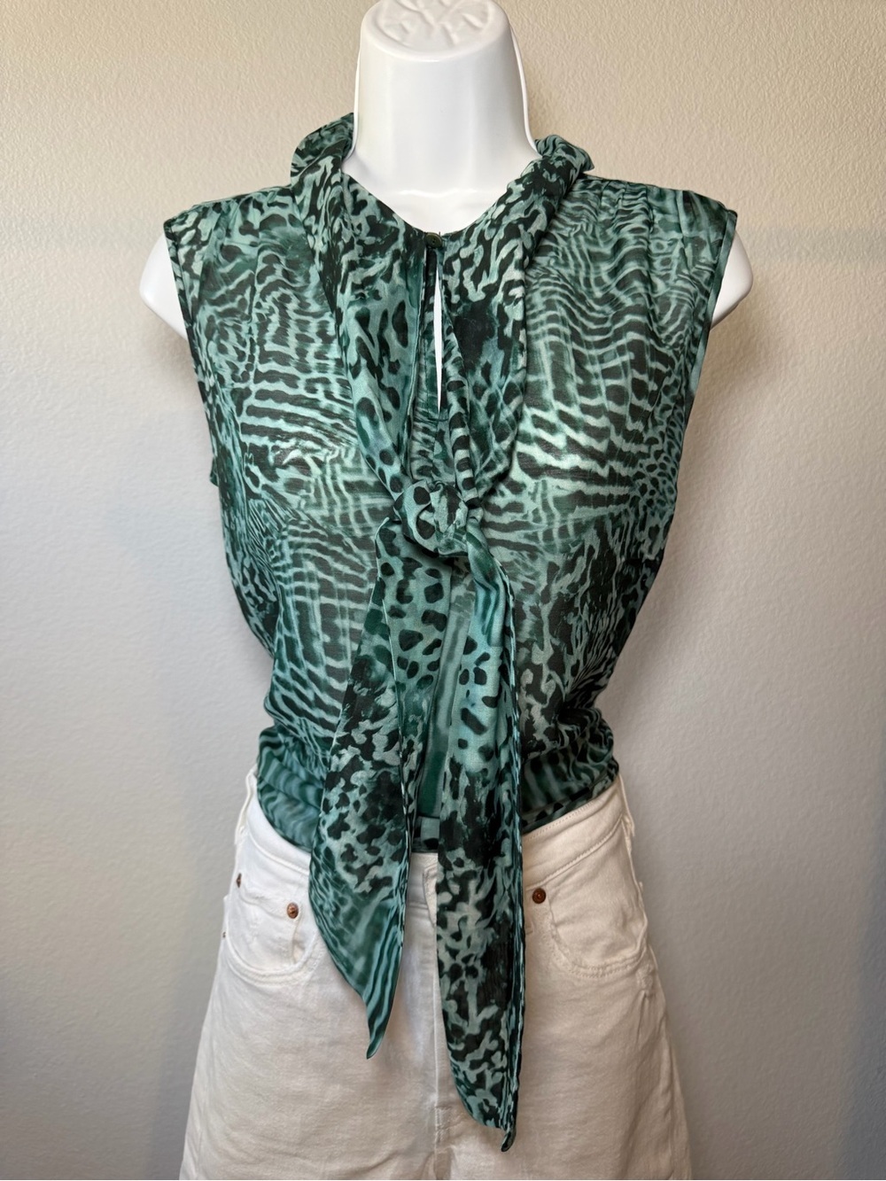 Max Mara Scarf Neck Animal Print Top